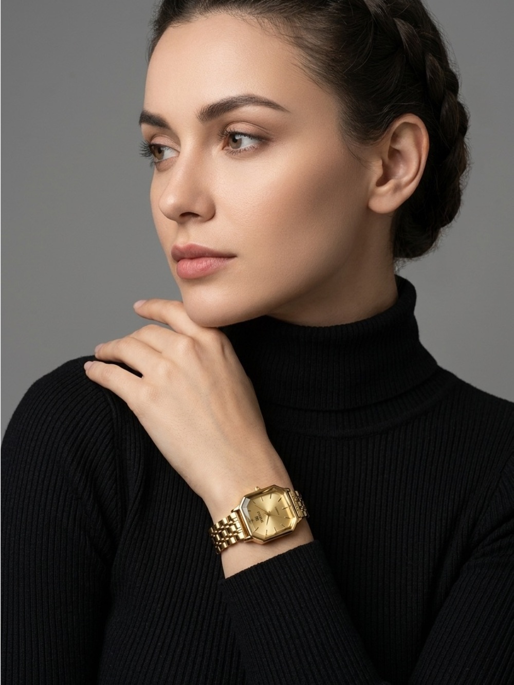 Women's Gold Rectangular Bracelet Watch - Timeless Chic - Picture 4 of 12